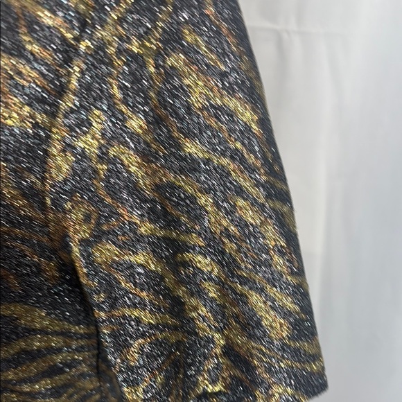 Ganni Gold and Brown Zebra Print Fitted Top Size 40/L - Picture 6 of 10